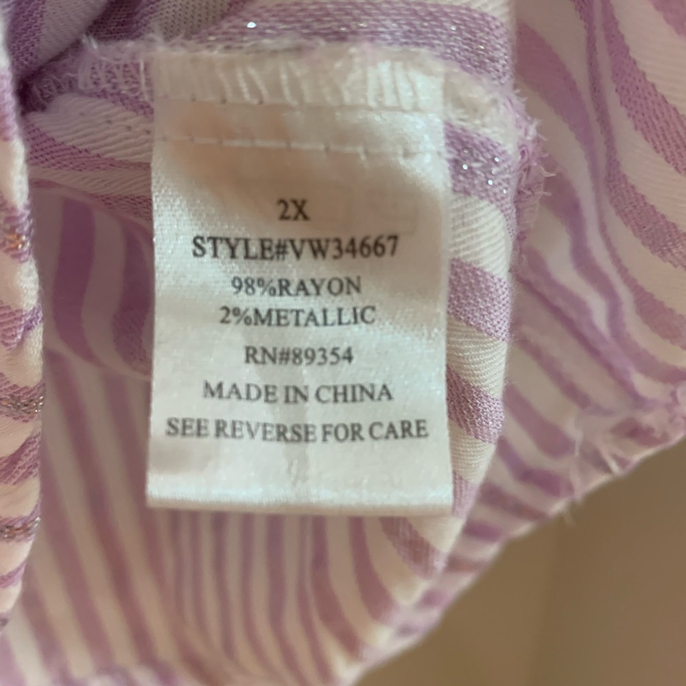 Adrienne Vittadini Lavender Striped Button Down Shirt - Picture 7 of 10